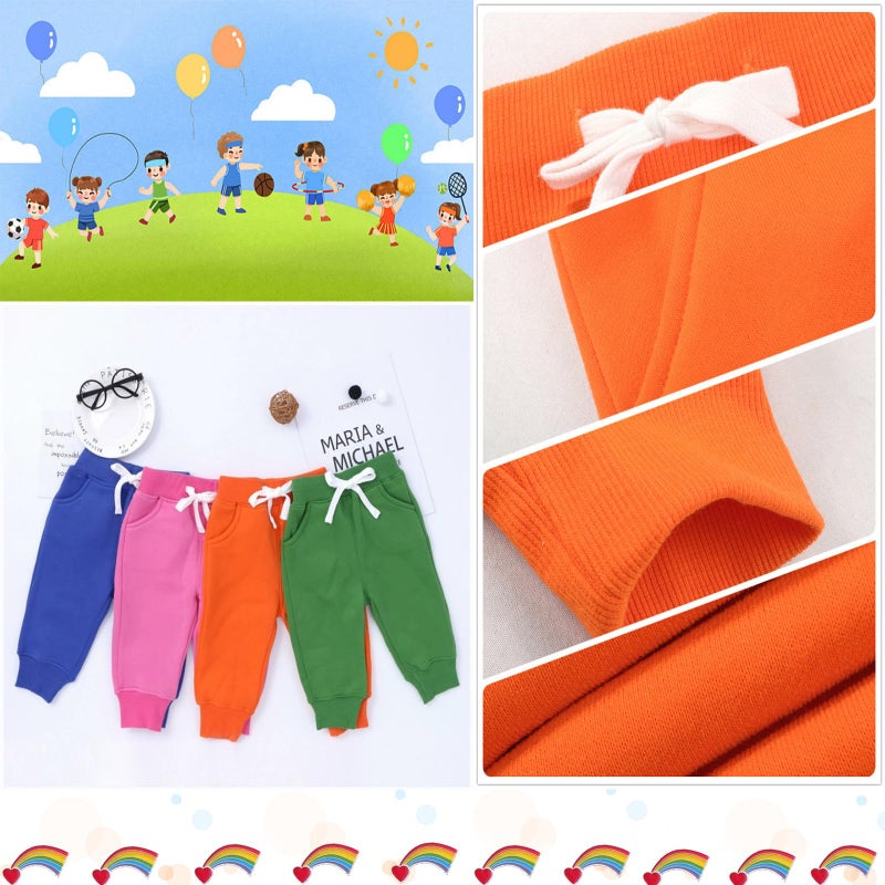 CuteOn Unisex Toddler Jogger Pants Kids Cotton Elastic Waist Winter Baby Sweatpants Pants 4Years Orange - Image 4